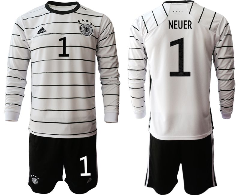 Men 2021 World Cup National Germany home long sleeve #1 white Soccer Jerseys->->Soccer Country Jersey